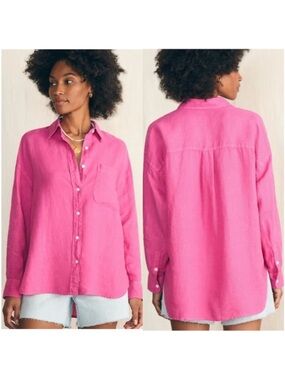 Faherty Laguna Linen Relaxed Shirt in Cone Flower